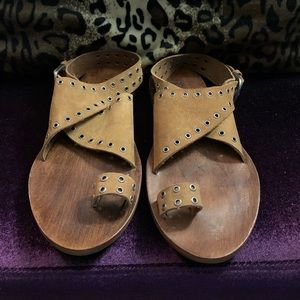 Free People Tan Leather Sandals, Size 37